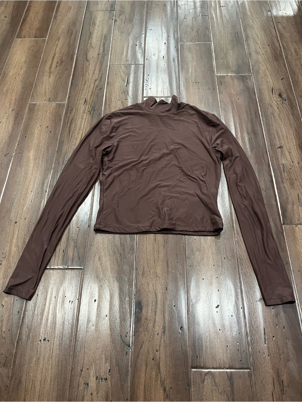 Abercrombie & Fitch Brown Long-Sleeve Mock Neck Top